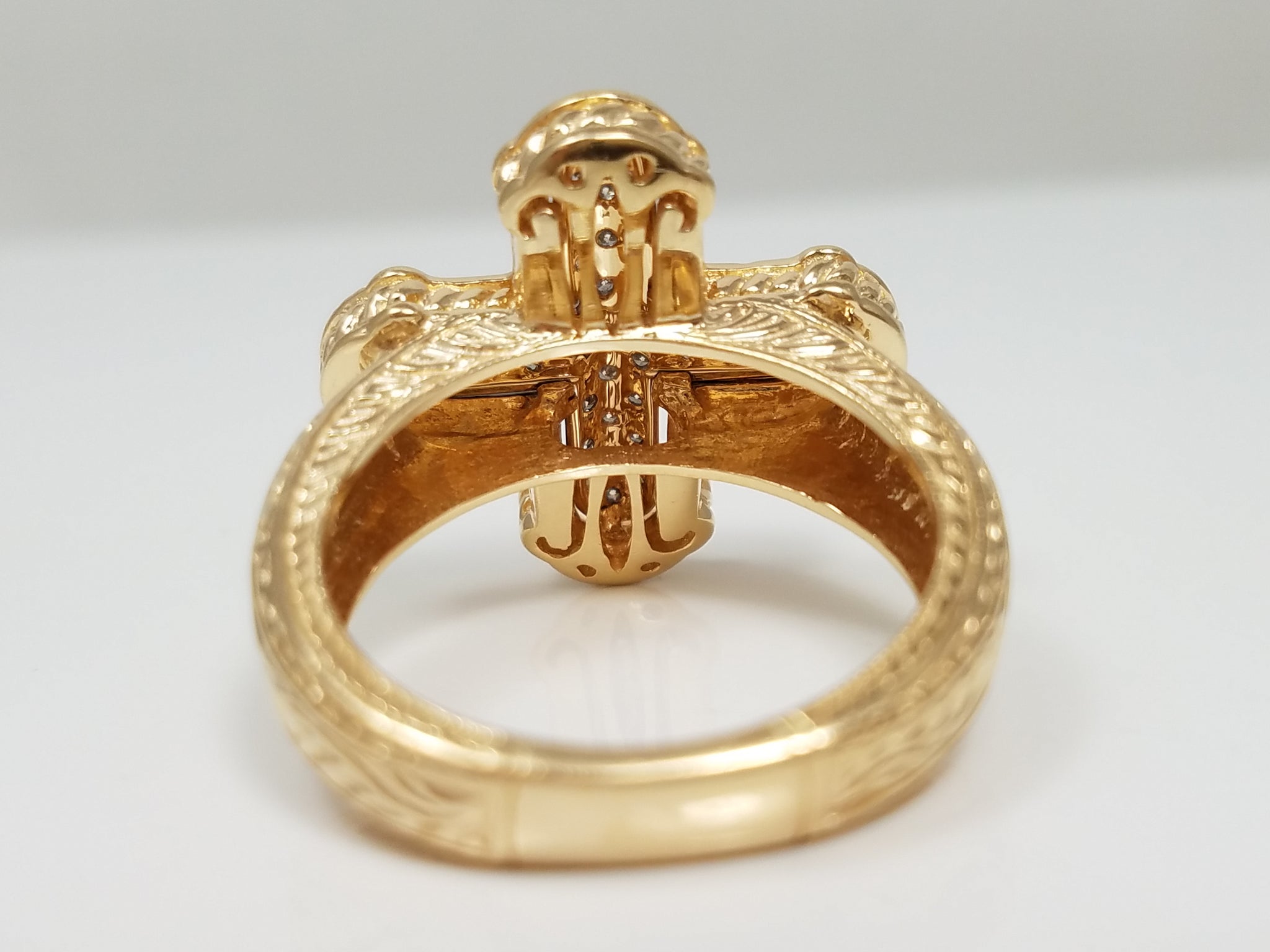 Fabulous 14k Yellow Gold Natural Diamond Cross Ring
