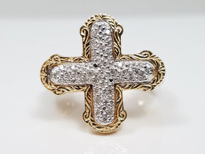 Fabulous 14k Yellow Gold Natural Diamond Cross Ring