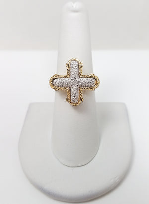Fabulous 14k Yellow Gold Natural Diamond Cross Ring