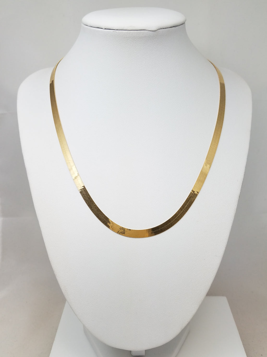 Fashionable 18" Solid 14k Yellow Gold Reversible Herringbone Diamond Cut Link Chain Necklace