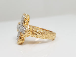 Fabulous 14k Yellow Gold Natural Diamond Cross Ring
