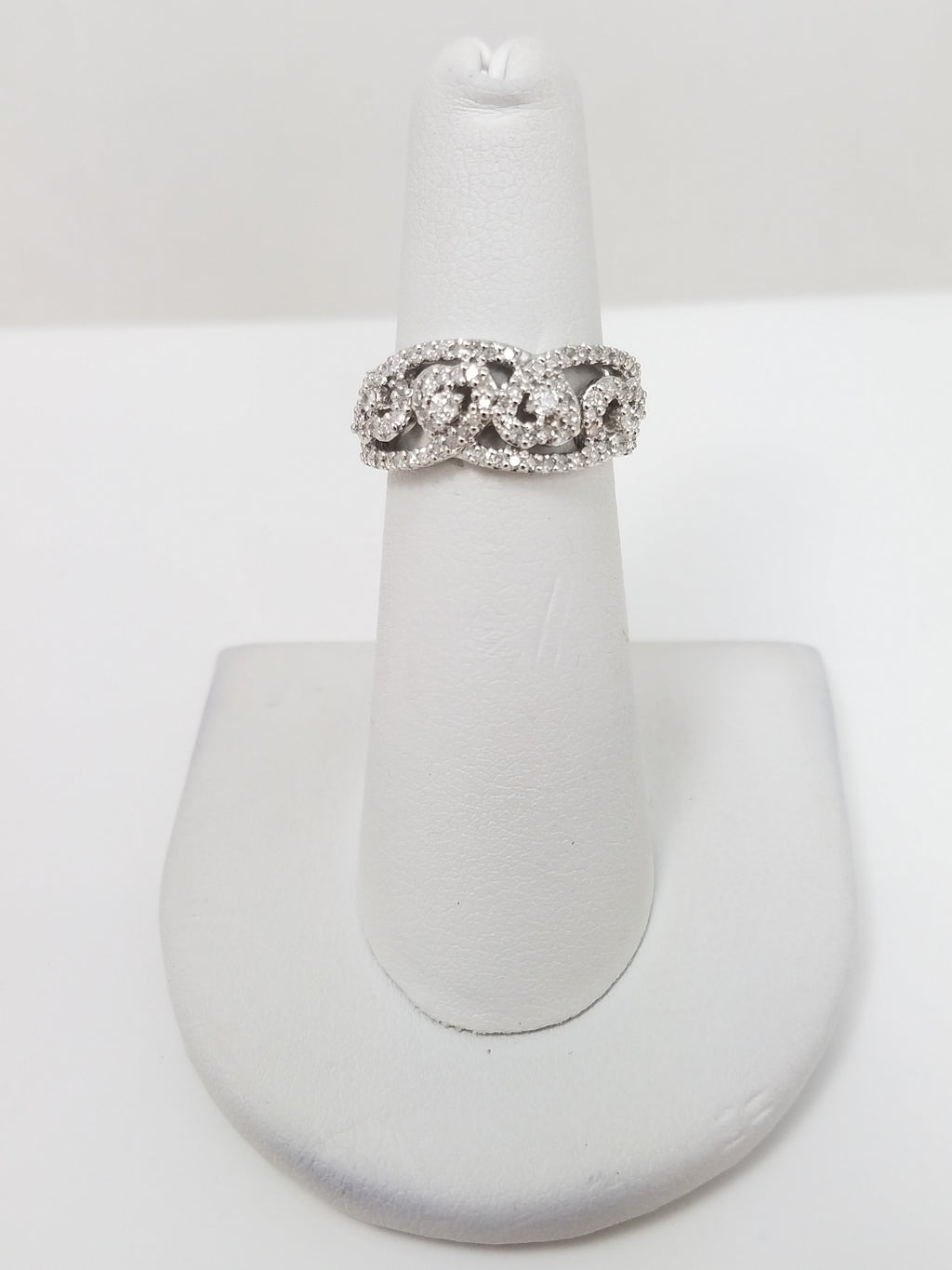 Sparkly 10k White Gold Natural Diamond Heart Ring