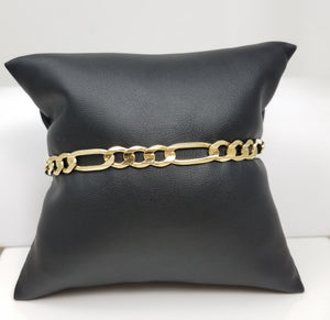 Sporty 8.75" Solid 10k Yellow Gold Figaro Link Bracelet