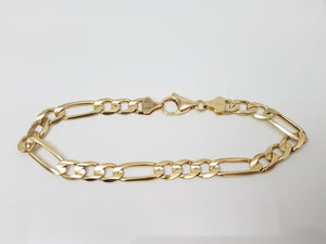 Sporty 8.75" Solid 10k Yellow Gold Figaro Link Bracelet