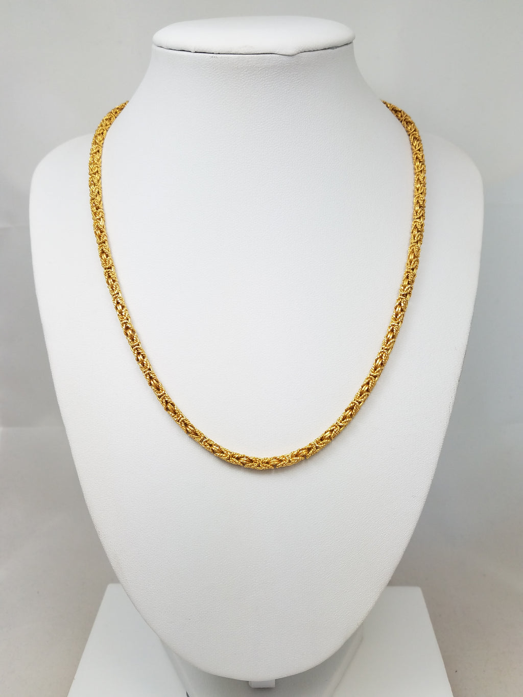 Stunning 18" Solid 21k Yellow Gold Fancy Byzantine Link Chain Necklace
