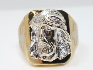 Divine 14k Two Tone Gold Jesus Ring