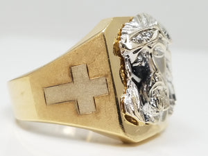 Divine 14k Two Tone Gold Jesus Ring