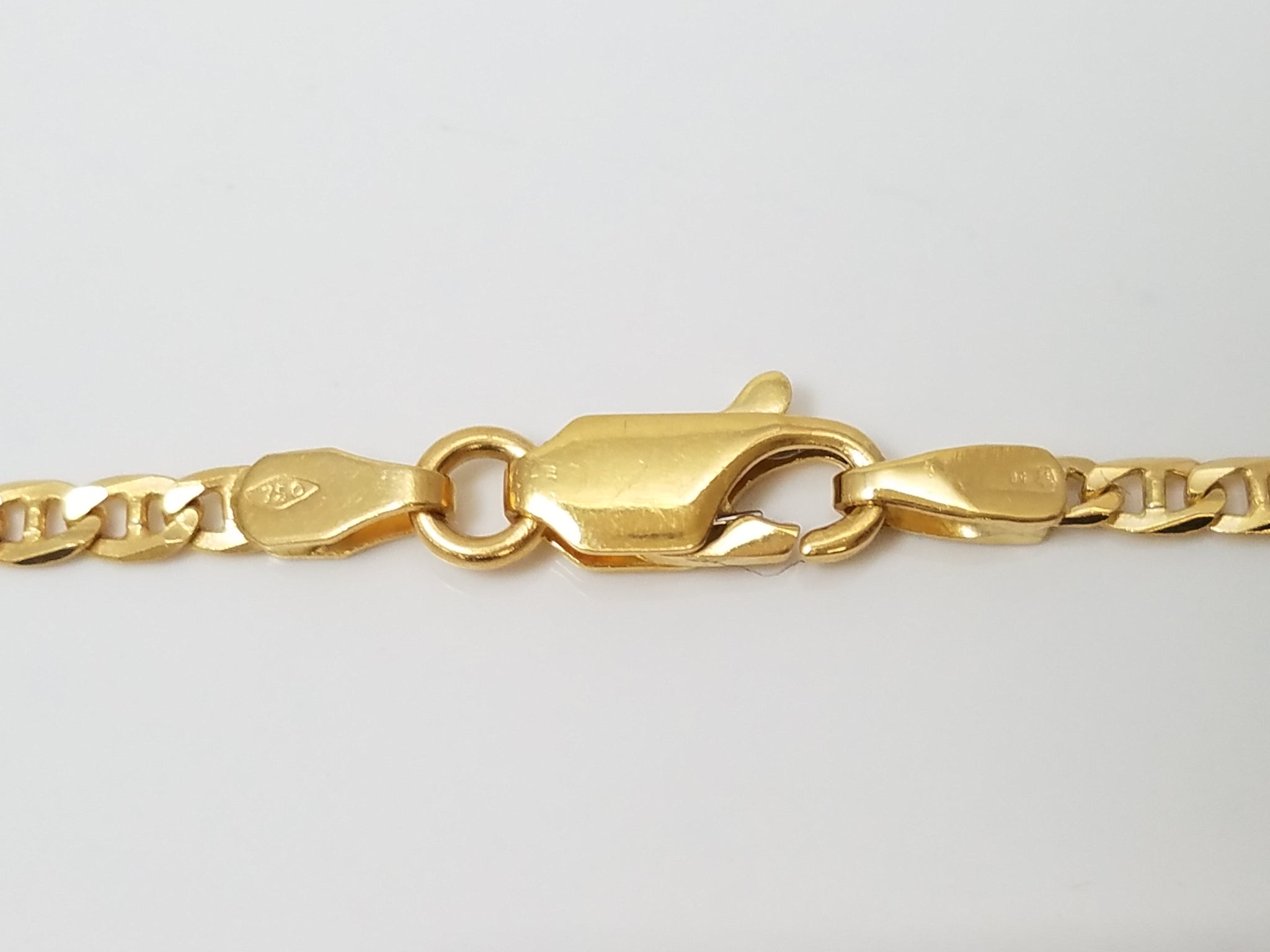 Traditional 23.5" Solid 18k Yellow Gold Mariner Link Chain Necklace Italy