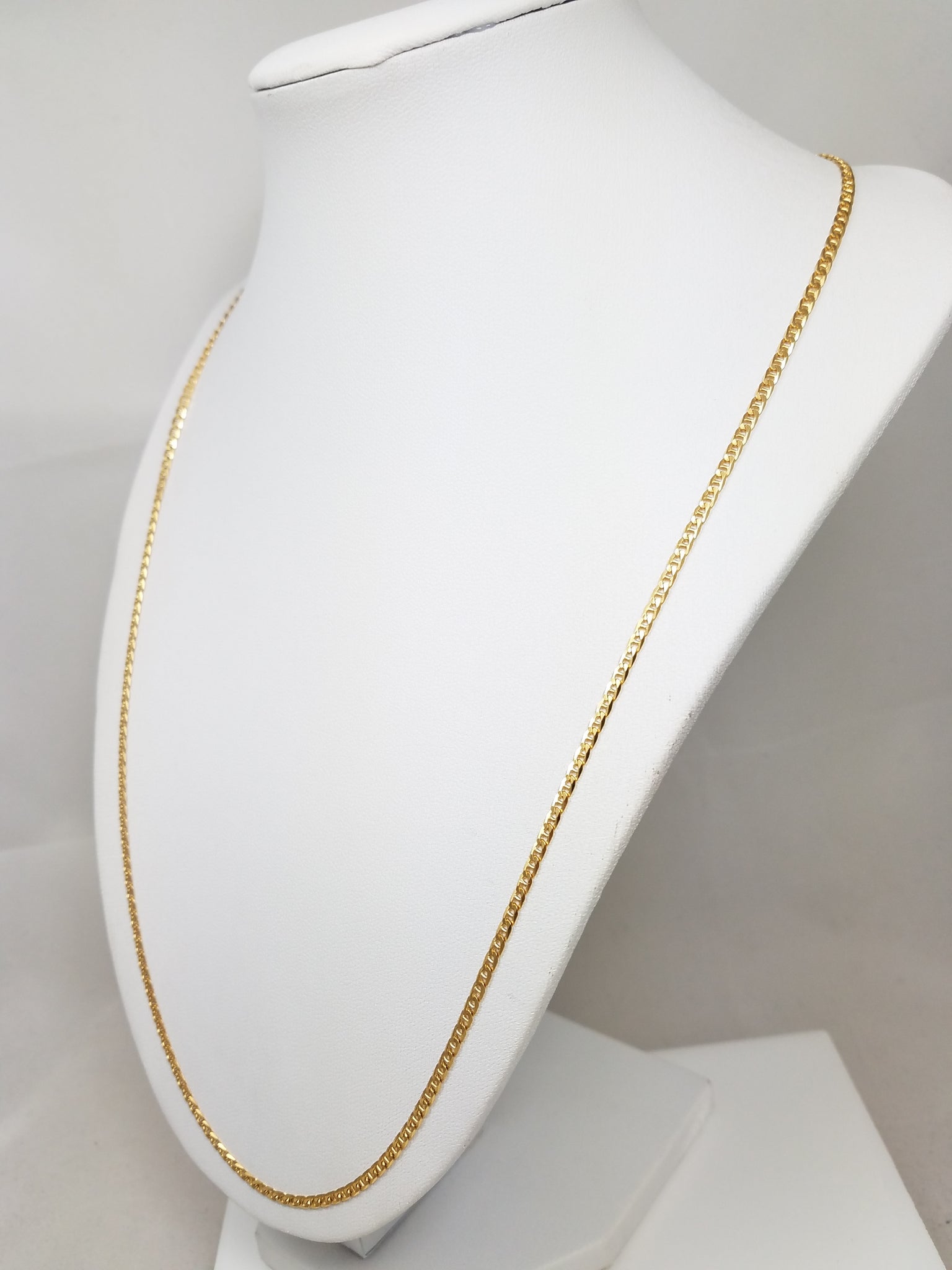 Traditional 23.5" Solid 18k Yellow Gold Mariner Link Chain Necklace Italy