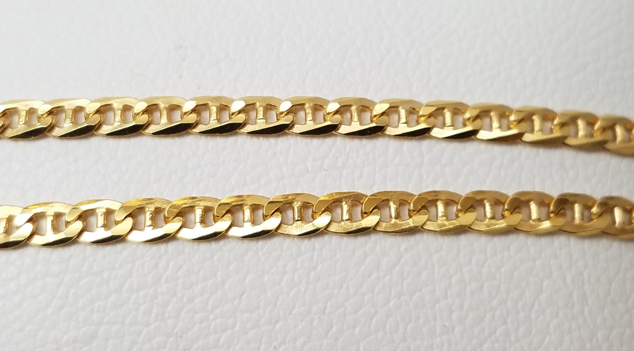 Traditional 23.5" Solid 18k Yellow Gold Mariner Link Chain Necklace Italy