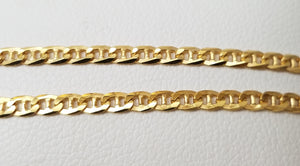 Traditional 23.5" Solid 18k Yellow Gold Mariner Link Chain Necklace Italy