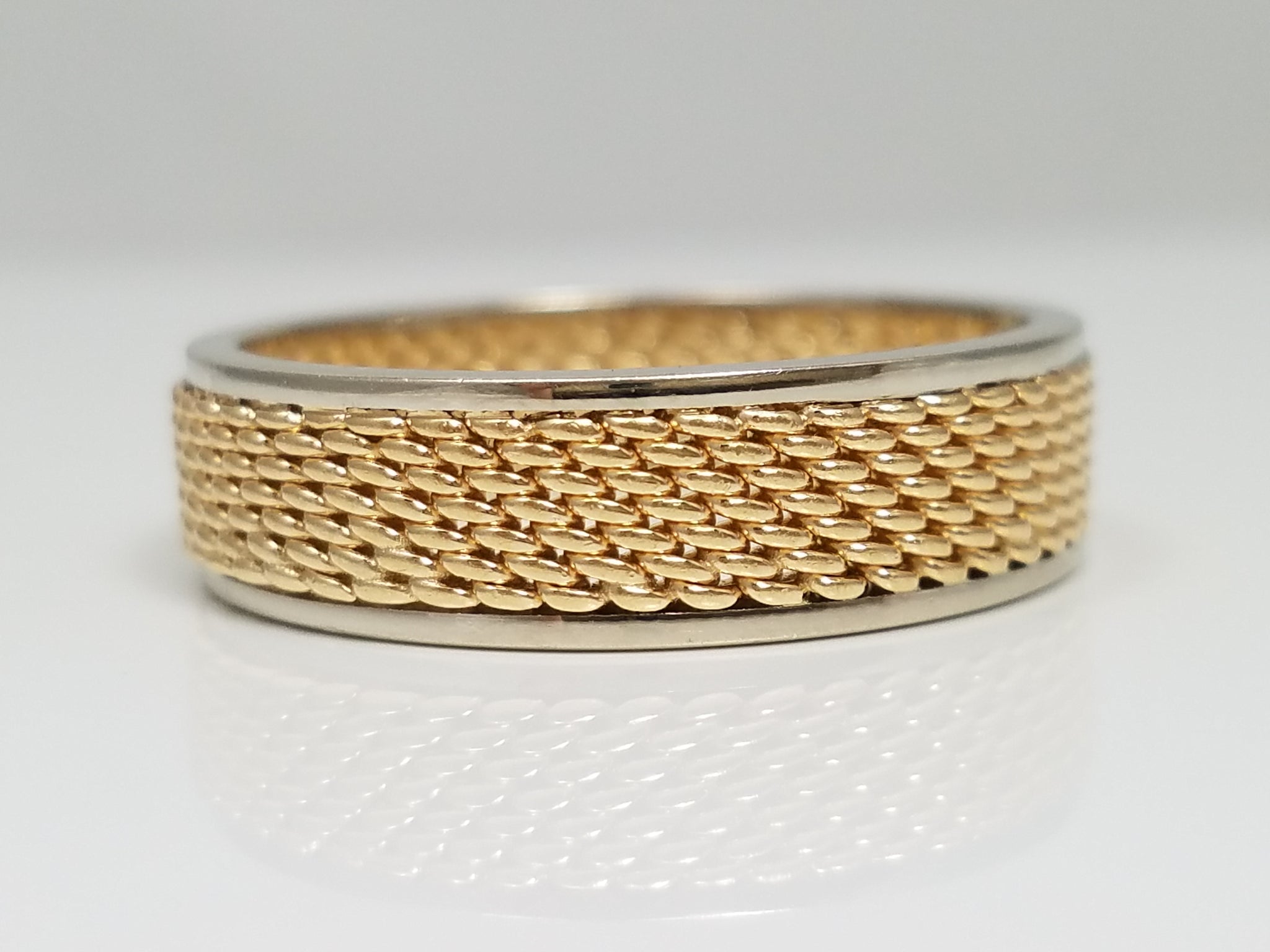 Fabulous New Old Stock 12k Two Tone Gold Wedding Ring Band