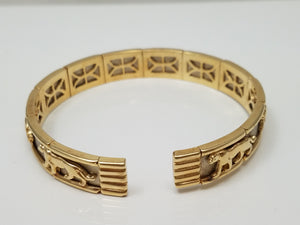 Extraordinary 14k Yellow Gold Flexible Panther Link Bangle Bracelet