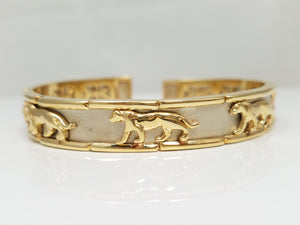 Extraordinary 14k Yellow Gold Flexible Panther Link Bangle Bracelet