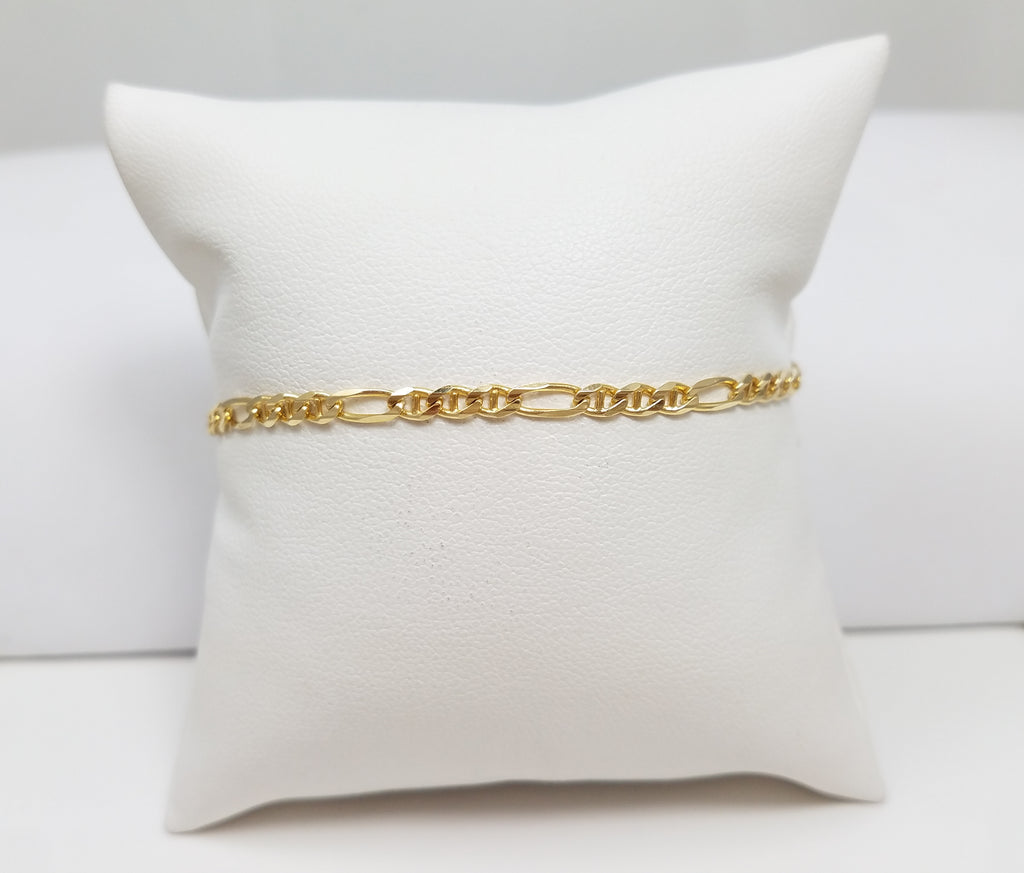 Classic 7" Solid 14k Yellow Gold Figaro Link Bracelet