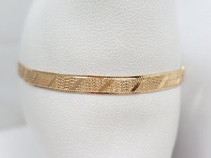 Snazzy 7.5" 14k Yellow Gold Reversible Diamond Cut Herringbone Bracelet
