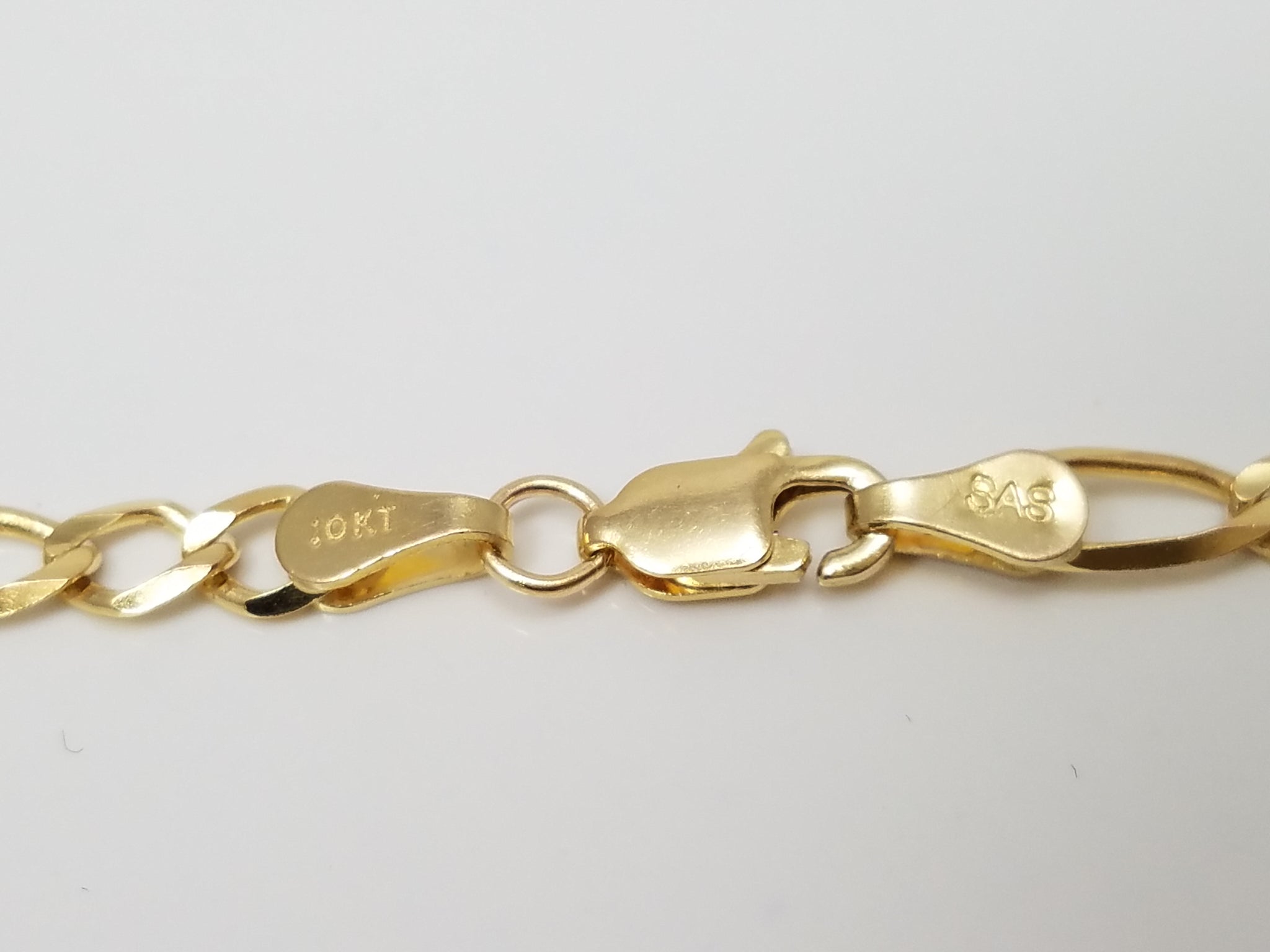 Dainty 18" Solid 10k Yellow Gold Figaro Link Chain Necklace