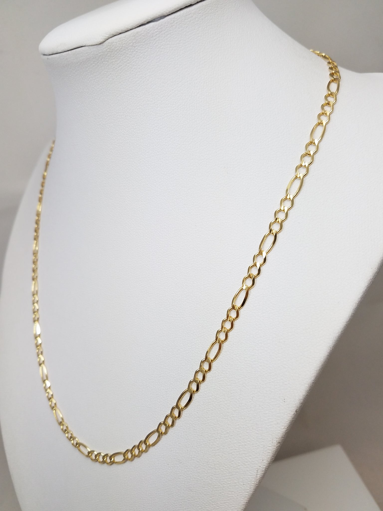 Dainty 18" Solid 10k Yellow Gold Figaro Link Chain Necklace