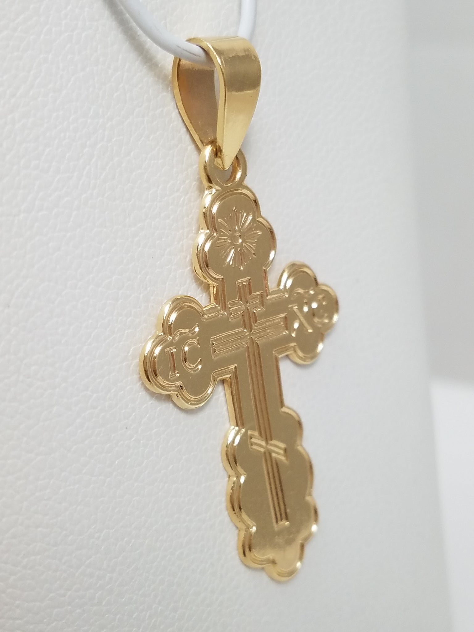 Divine 14k Yellow Gold Solid Orthodox Cross Pendant