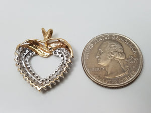 Magical 10k Yellow Gold Natural Diamond Heart Pendant