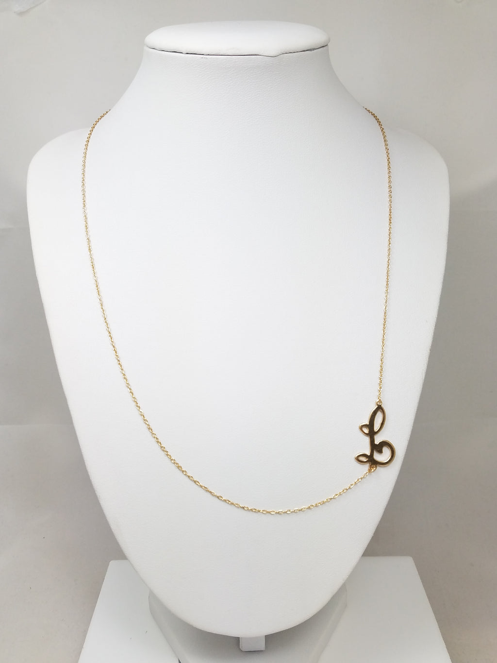 Cute 20" 14k Yellow Gold Initial "L" Necklace