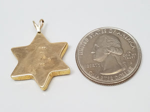 Stunning 14k & 24k Yellow Gold Enamel Artisan Star Of David Pendant
