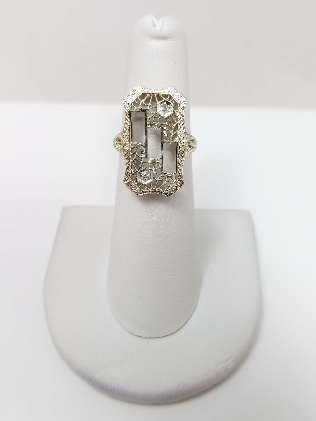 Gorgeous 1930's Art Deco 18k White Gold Natural Diamond Ring Mount To Restore