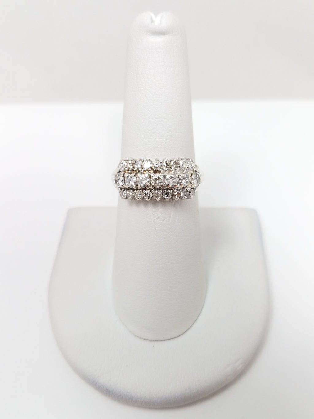 Vintage 0.75ctw Natural Diamond 14k White Gold Anniversary Ring Band