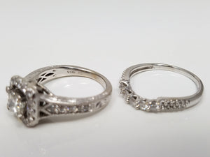 Extraordinary 14k White Gold IGI Certified 1.55ctw Natural Diamond Engagement Ring Set