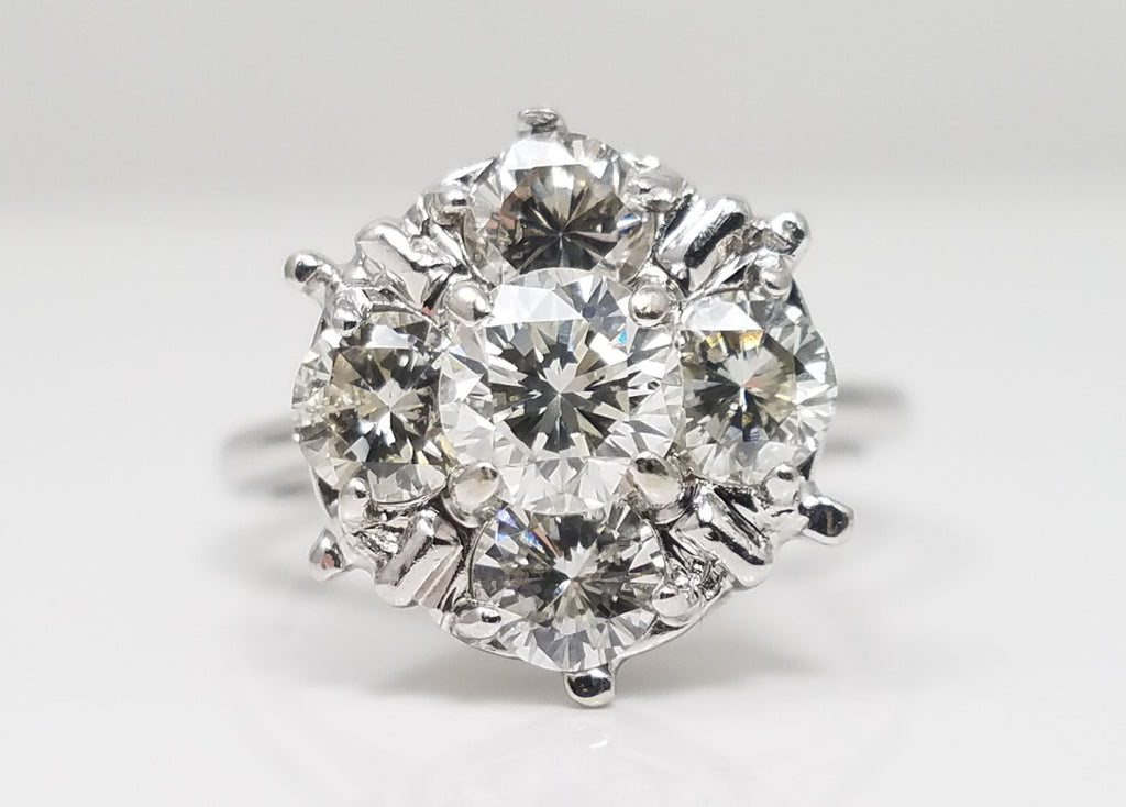 Captivating 14k White Gold 1.50ctw Natural Diamond Cluster Ring