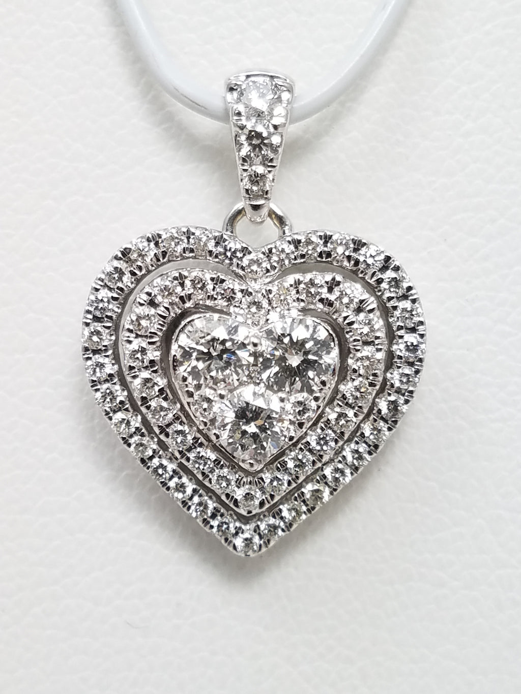 Elegant 14k White Gold Natural Diamond Heart Pendant