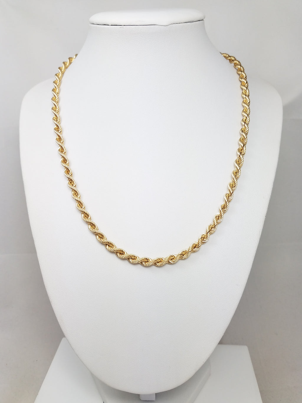 Grand 20" Hollow 14k Yellow Gold Rope Chain Necklace