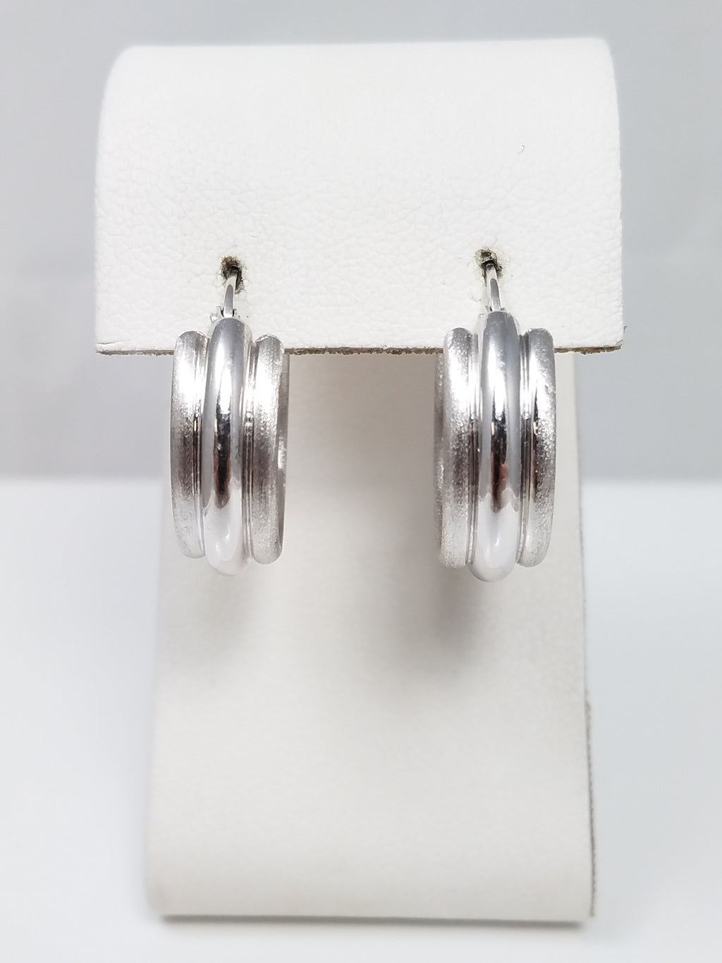 Casual 14k White Gold Hollow Hoop Earrings