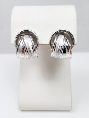 Chic 14k White Gold 3D Hollow Ribbon Earrings Italy