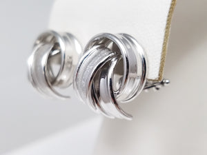 Chic 14k White Gold 3D Hollow Ribbon Earrings Italy