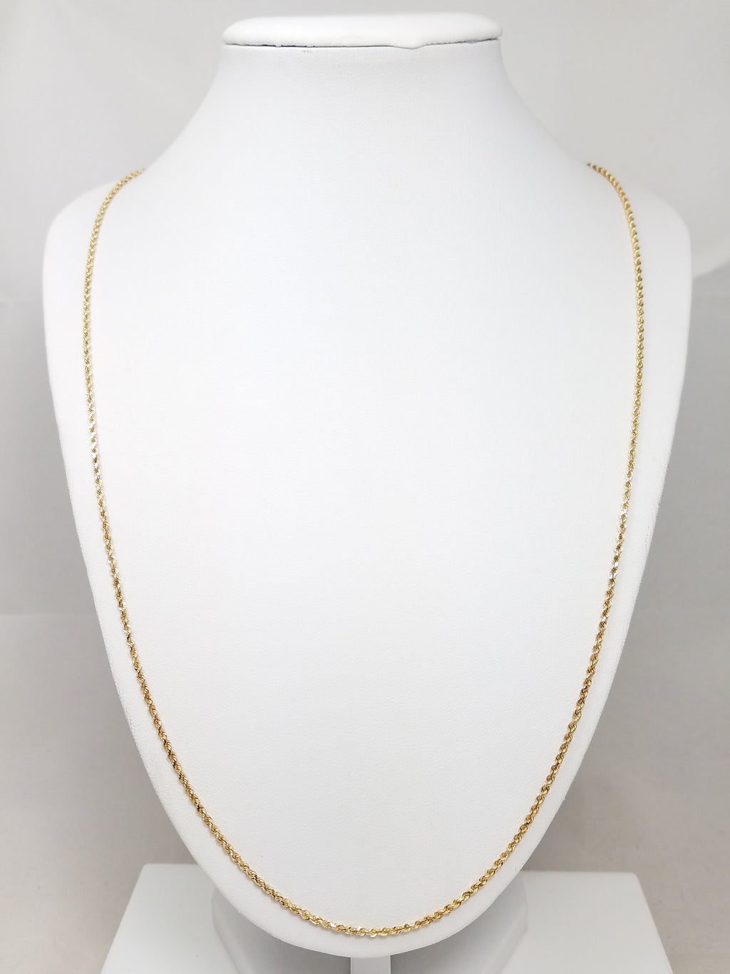 Casual 24" Solid 14k Yellow Gold Rope Chain Necklace
