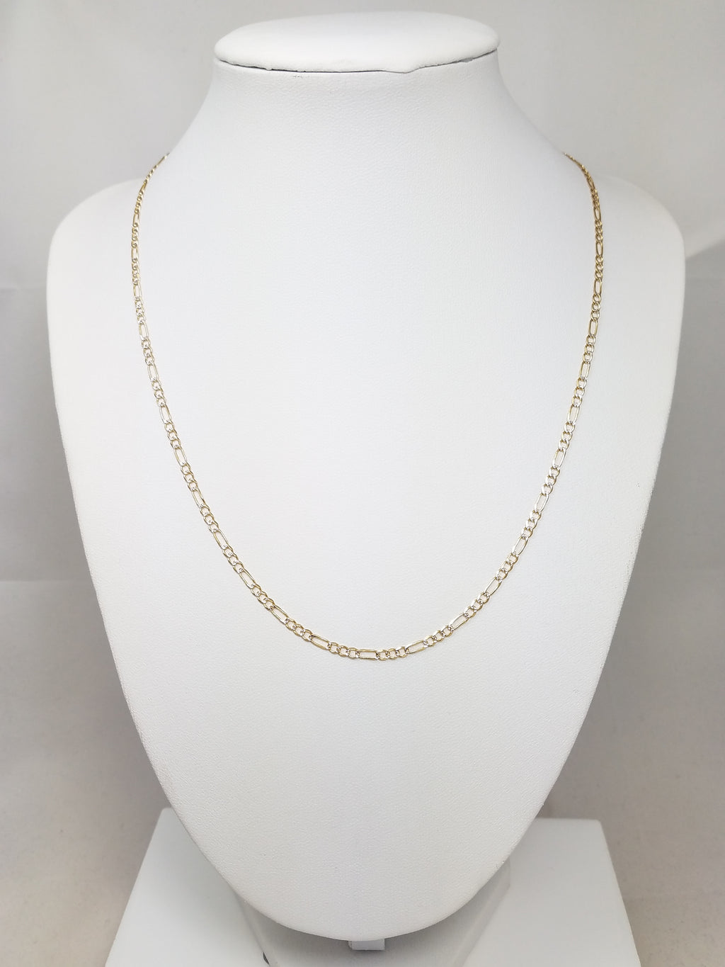 Frilly 18" 14k Two Tone Gold Diamond Cut Figaro Link Chain Necklace