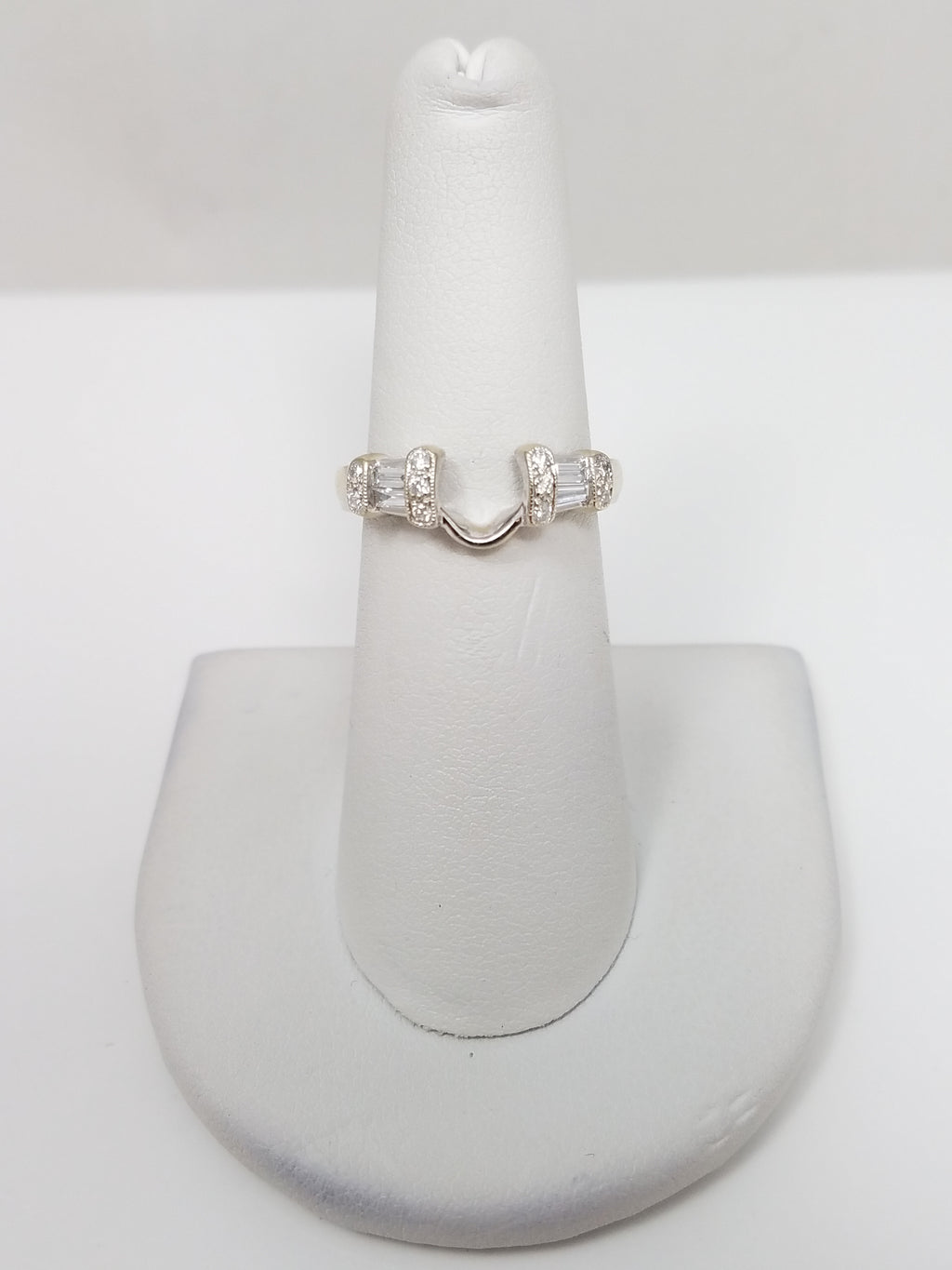 Dazzling 14k White Gold Natural Diamond Engagement Ring Guard