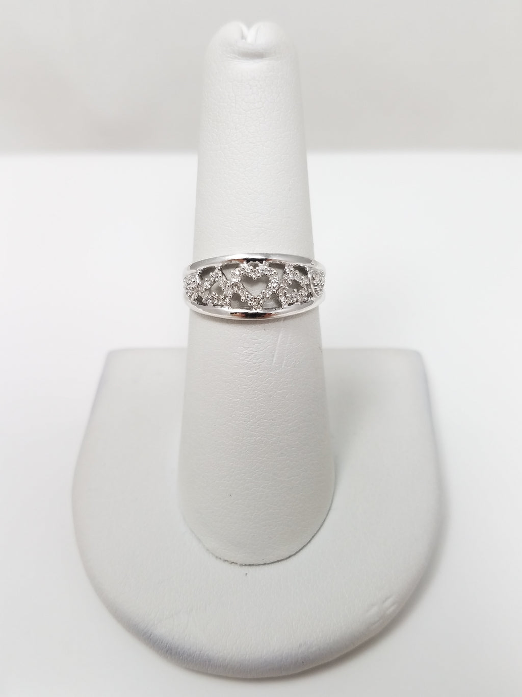Endearing Natural Diamond 10k White Gold Multi-Heart Ring