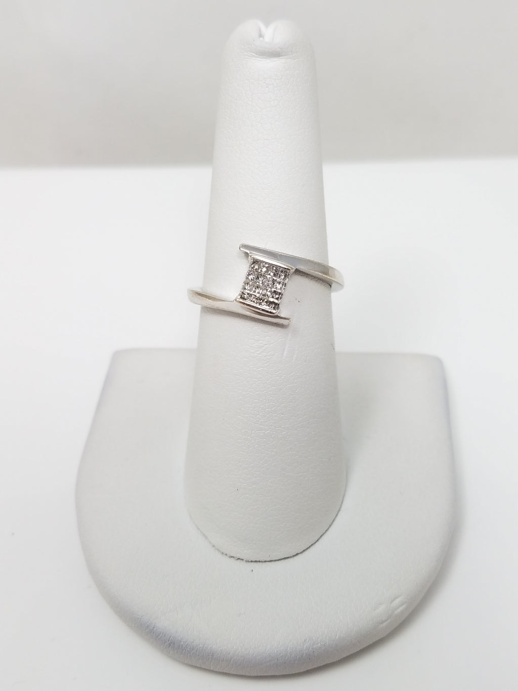 Jazzy 10k White Gold Natural Diamond Bypass Ring