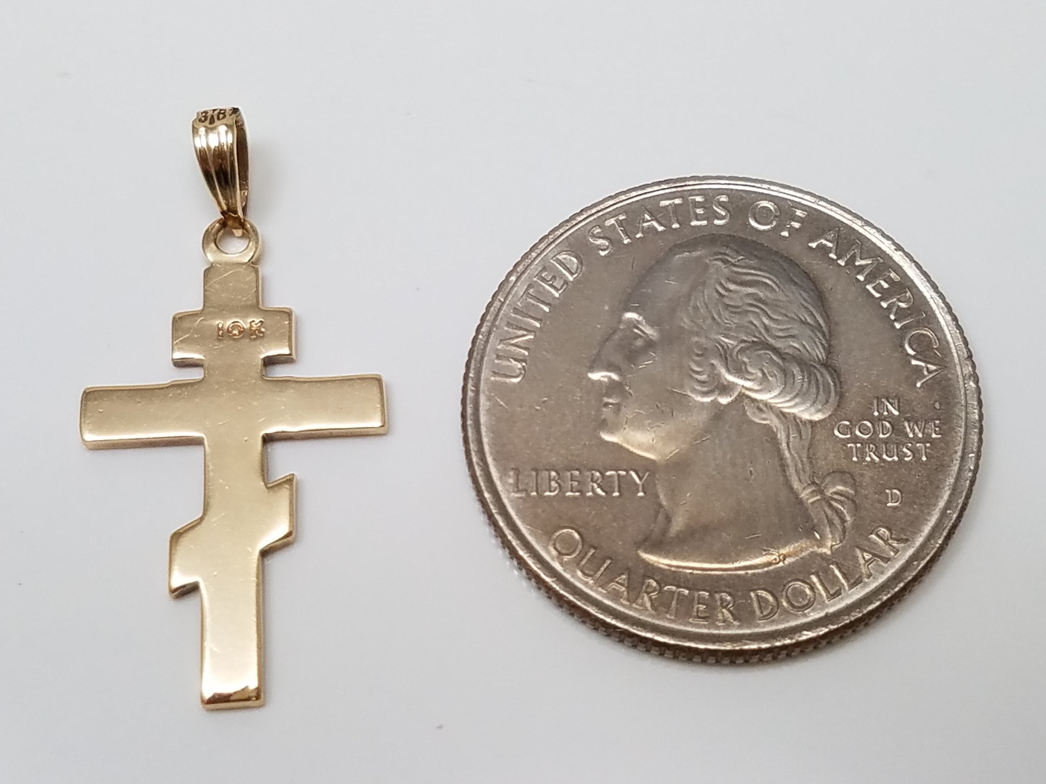 Decorated 10k Yellow Gold Orthodox Cross Pendant