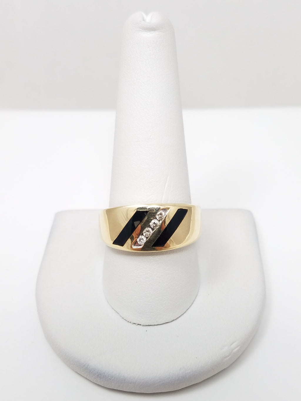 Stunning 10k Yellow Gold Natural Onyx Diamond Custom Ring