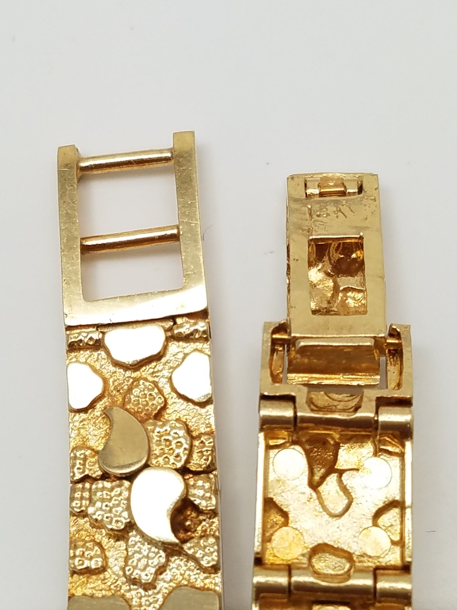 Bold 8" Solid 14k Yellow Gold Nugget Bracelet