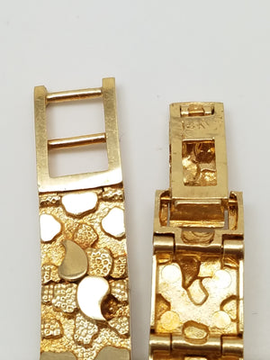 Bold 8" Solid 14k Yellow Gold Nugget Bracelet