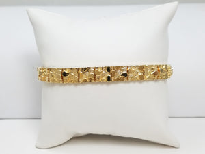Bold 8" Solid 14k Yellow Gold Nugget Bracelet