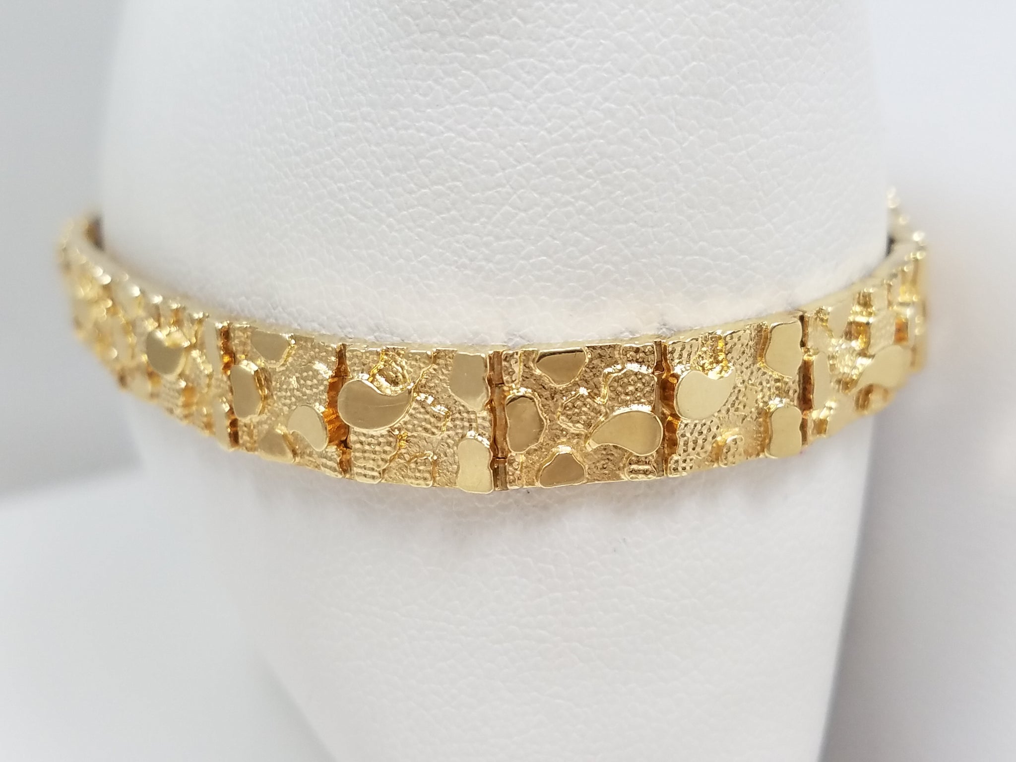 Bold 8" Solid 14k Yellow Gold Nugget Bracelet