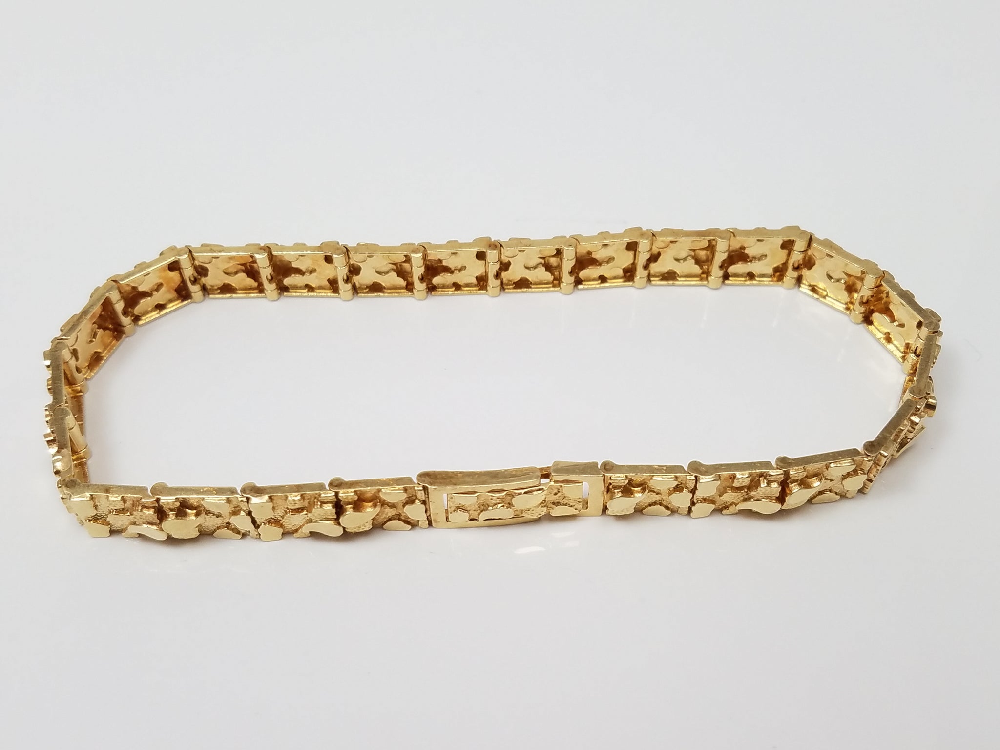 Bold 8" Solid 14k Yellow Gold Nugget Bracelet