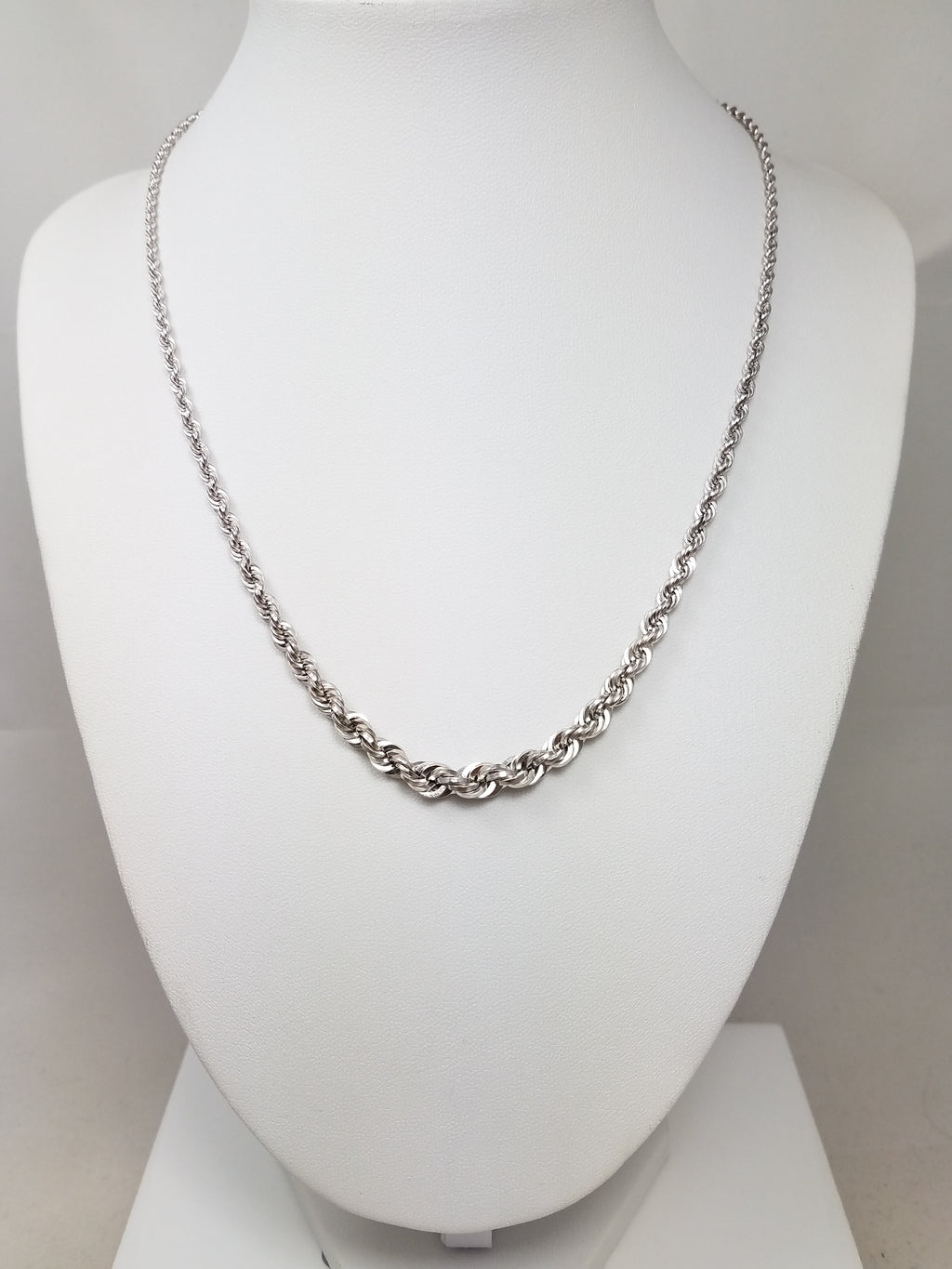 NEW Michael Anthony 17.5" Hollow 14 White Gold Graduating Rope Chain