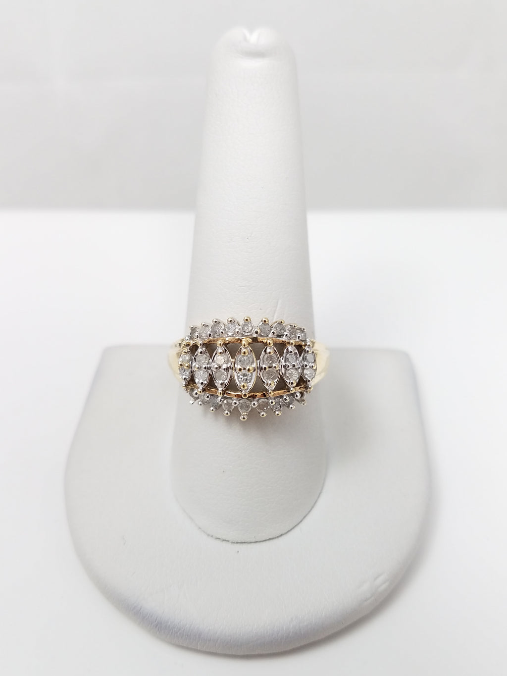Showy Natural Diamond 10k Yellow Gold Ring
