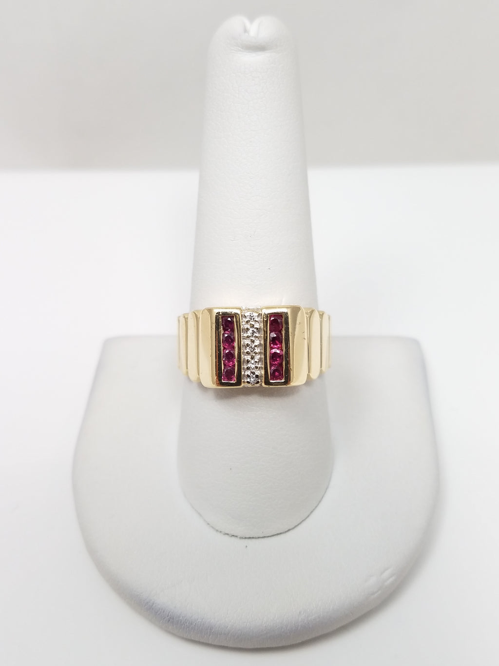 Men's Dapper 14k Yellow Gold Natural Ruby Diamond Custom Ring